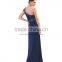 Exquisite Embroidered Flower Patterns One-shoulder Royal Blue Mermaid Dress