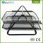 Triangle support 2 tier black metal mesh desk office file magazine rack