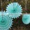 YiWu Wholesale PartySupplier 8", 12", 16" Diameter Mint Green Tissue Paper Fans Graduation Mint Nursery Mobile Classroom