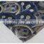 Newest design polyester gold/navy blue yarn embroidery lace fabric for dress