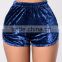 blank sweatshorts Women Polyester Spandex Crushed Velvet Shorts