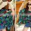 Ladies spoon neck floral print chiffon bat sleeve beach blouse