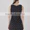 Black square pattern jagged edges cut-out crochet dress for ladies SR-D9786