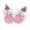 Pink satin lace shoes for genuine leather baby oxford shoe