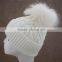 Myfur 2016 Newest Girls Winter Knitted Wool Hats With Fur Poms