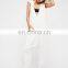 Women sporty v-neckline racerback design ribbed cuffs perfect fit all cotton hooded romper