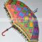 Sun Parasol Vintage Decor Umbrella Women's Cotton Embroidered Umbrellas Maroon Ethnic Sun Protector Parasol Indian Embroidered
