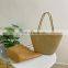 Large Capacity Trapezoid Leisure Holiday Travel One Shoulder Handbag Tote Beach Straw Bag Wholesale