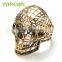 Topearl Jewelry 2016 Fashion Stainless Steel Ring Gold-tone Hollow Skull Biker Ring in Bulk MER431