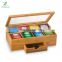 Premium Bamboo Tea Box Organizer Wood Tea Chest with Slide-Out Drawer Acrylic Window Magnet Lid Keeps Teabag Fresh