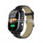 Black leather 4G multi language IPS screen heart rate oxygen monitor SIM card smart watch for senior