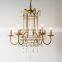 Vintage Bronze American Style Crystal Chandelier Bedroom Living room Kithce Candles Light Restaurant Hall Home Lamp Fixtures