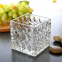 High Quality Popular Selling Embossed Clear Glass Square Flower Pot Vase Transparent Crystal Candle Holder