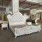 Leather bed solid wood carved double master bedroom bed 2 meters high-end champagne gold furniture home