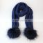 RRSC001 Fabulous fancy chunky yarn metallic lurex blended cable women winter Knitted Scarf Reaccon fur pom poms shawl