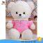 lovely white teddy bear toy with embroidery pink sweater