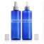 120ml flat shoulder cylinderical shape pet bottle with spray pump for toner moisturizing lotion gel water essence water