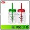 720 ML Single Wall Plastic Cylinder Mason Jar With Straw
