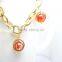 Stainless steel gold attractive girl's crystal charm bead bracelet