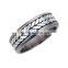 Titanium mens wedding ring with silver chain inlay, Titanium silver 316l stainless steel rings