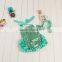 2017 New Product Wholesale Boutique Solid Shiny Romper, Bow-Knot Hairband Baby Adorable Girls Summer Clothes