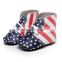 2017 New designs genuine leather usa flag baby moccasins high heel baby girl shoes with air hole