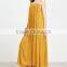 Guangzhou clothing OEM Bright Yellow Ring Detail Rayon Spaghetti Strap Loose Dress