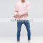 Custom Long Sleeve Dropped Shoulders Crew Neck Without Hood Pink Men's 100% Cotton Casual Oversized Fitted Sweatshirt