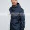 Wholesale Custom Best Price High Quality New Design Navy Zip Front Drawstring Hood 100% Polyester Woven Casual Men Jacket