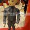 100%Merino wool kids thermal underwear stripe zip long johns for 4-12years old