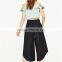 Cord Culottes Asymmetric Slacks Women Black Dress Pants