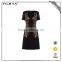 Short Sleeve Summer Women Black Embroidery Dress Design