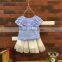 Wholesale summer cotton printing sleeveless girls baby swing top set