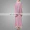 OEM Supply Malaysia Women Baju Kurung Pink Pleated Two Pieces Muslim Ladies Dress Islamic Clothing