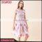 Women Latest Fashionable Floral Print Elegant Flaming-rose Pleated A-line Skirt