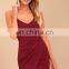 2017 Spaghetti Strap Wine Red Ladies Sexy Mini Bodycon Dress
