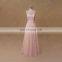 Front split peach chiffon bridesmaid dress