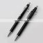 heavy high quality classical nice gloss black metal barrel ball point pen with gold clip and nose