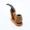 140 mm Length wooden resin short tobacco pipe with marble-pattern head for smoking