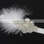 Newborn Baby Kids Pearl Diamond feather Headband Photo Props crystal Hair Band wh-1770