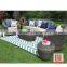 6 pc luxury hotel outdoor half round sofa and side table poly rattan semi circle patio furniture