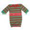 2016 cotton knit infant toddler kids clothing set blank lime green red striped ruffle sleeves baby gown christmas nightgown