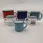 Vintage Home Espresso Mug Enamel Finish Sage Green 100ml Camping Picnic Children Enamel Mugs With Enamel Saucer