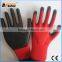 BSSAFETY 13 gauge red nylon knitted black nitrile coated working gloves