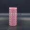 pink metal cover clear glass canister