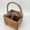 handmade wicker wine basket for 4 bottles wicker wine holder basket Wine basket with dividers to hold 4 bottles of wine