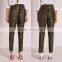 New Arrival Khaki Tie Waist Faux Leather Pants Women