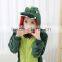 flannel cartoon adult animal jumpsuit animal pajamas jumpsuit green dinosaur design