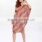 Bright color stripe folding batwing sleeve women dresses