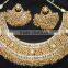GOLD PLATED TEMPLE DESIGN BROAD necklace RAMLEELA EARRING set